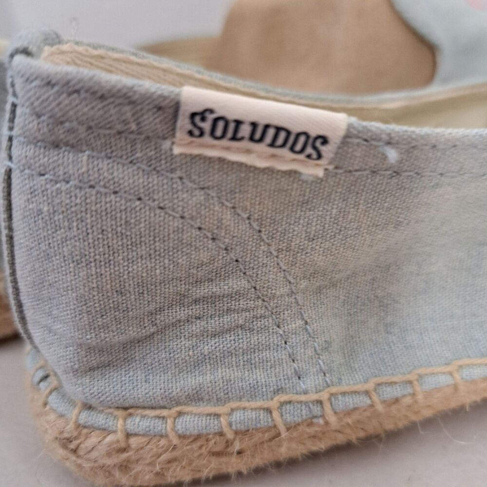 Soludos Flamingo Espadrille Flat Slip on Loafers Slippers Embroidered Shoes 9 - Picture 5 of 8